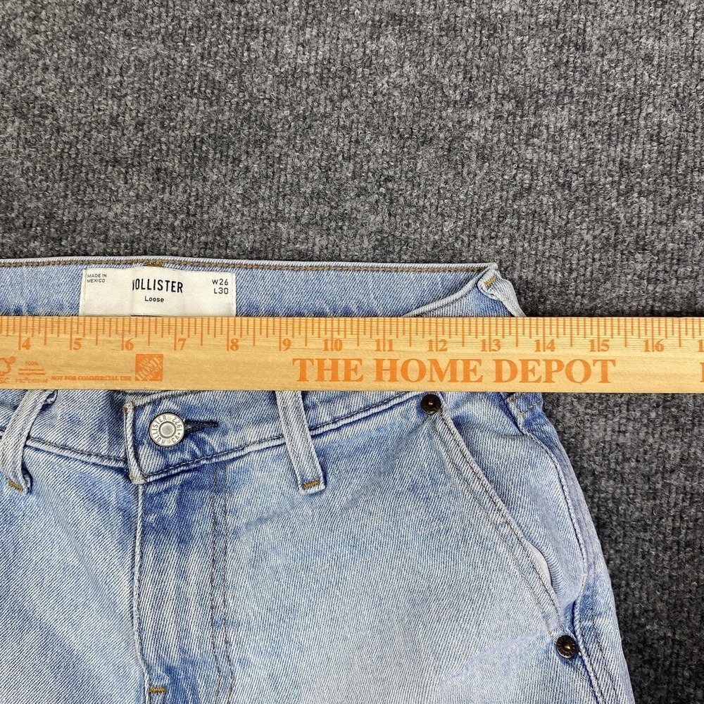 Hollister Loose Jeans Women 26x30 Light Wash Blue Carpenter Denim Double Knee - Picture 7 of 10